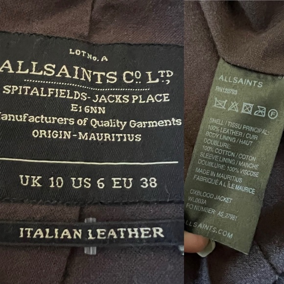 All Saints Oxblood Leather Jacket - Picture 16 of 16